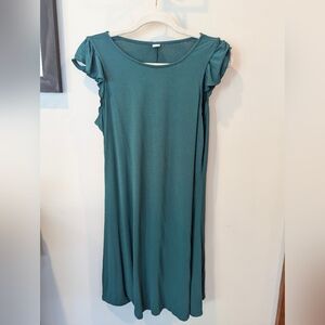 Old Navy Teal Short Flutter-Sleeve Midi Dress